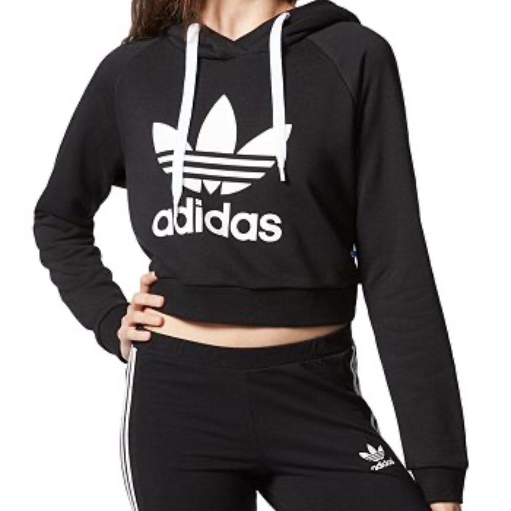 Adidas Trefoil Logo Cropped Hoodie
